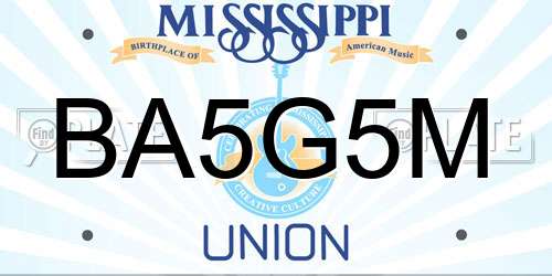 BA5G5M Mississippi License Plate
