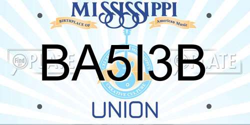 BA5I3B Mississippi License Plate