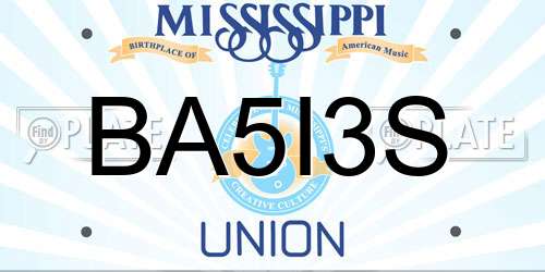 BA5I3S Mississippi License Plate