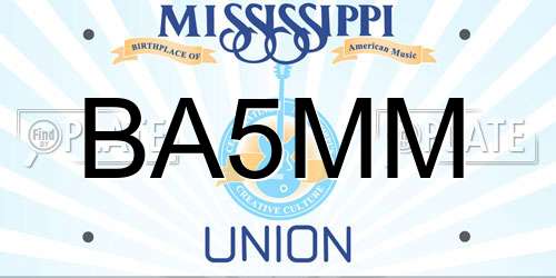 BA5MM Mississippi License Plate