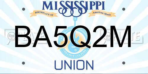 BA5Q2M Mississippi License Plate