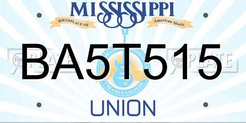 BA5T515 Mississippi License Plate
