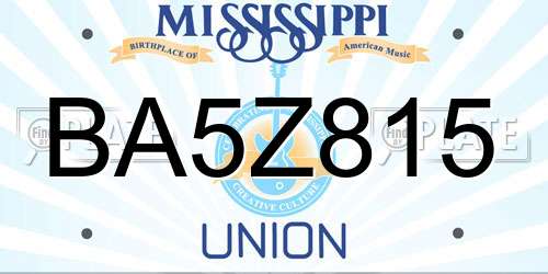 BA5Z815 Mississippi License Plate