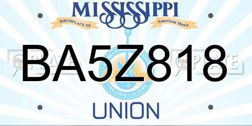 BA5Z818 Mississippi License Plate