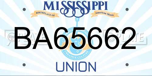 BA65662 Mississippi License Plate