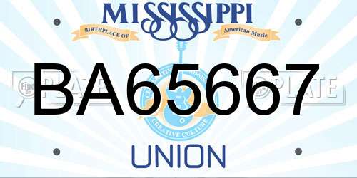 BA65667 Mississippi License Plate