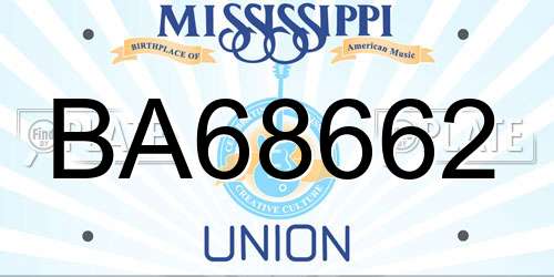 BA68662 Mississippi License Plate