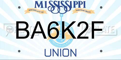 BA6K2F Mississippi License Plate