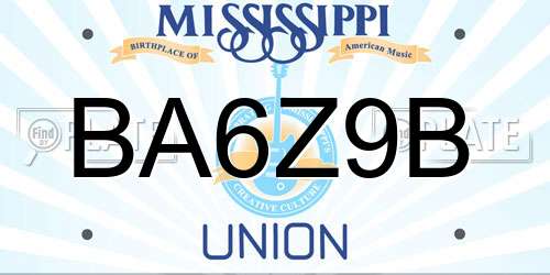 BA6Z9B Mississippi License Plate