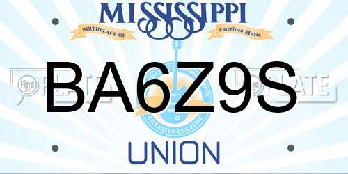BA6Z9S Mississippi License Plate