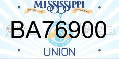 BA76900 Mississippi License Plate