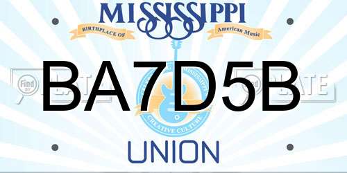 BA7D5B Mississippi License Plate