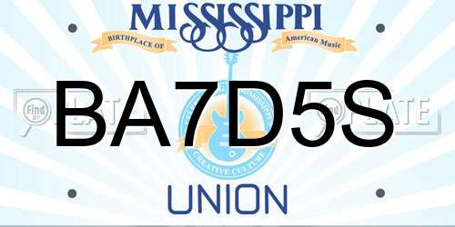 BA7D5S Mississippi License Plate