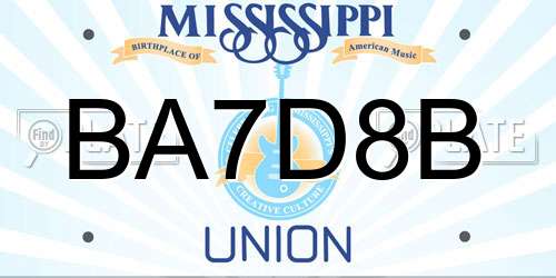 BA7D8B Mississippi License Plate
