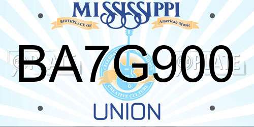 BA7G900 Mississippi License Plate