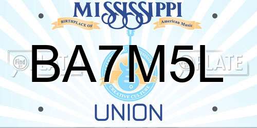 BA7M5L Mississippi License Plate