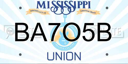 BA7O5B Mississippi License Plate