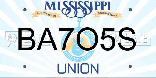 BA7O5S Mississippi License Plate