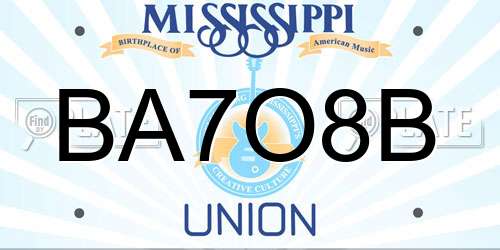BA7O8B Mississippi License Plate