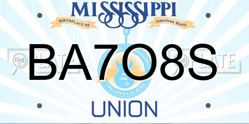 BA7O8S Mississippi License Plate