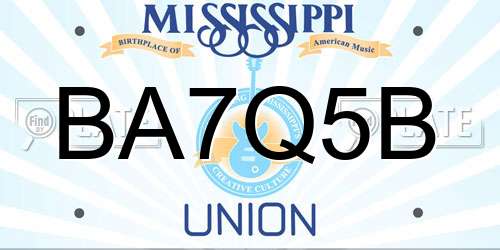 BA7Q5B Mississippi License Plate