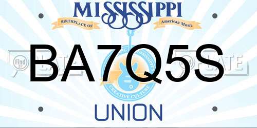 BA7Q5S Mississippi License Plate