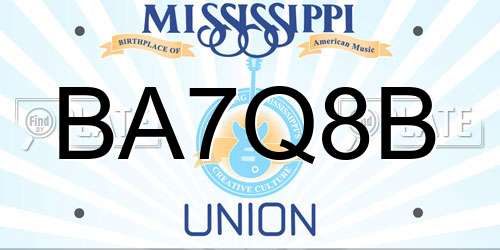 BA7Q8B Mississippi License Plate