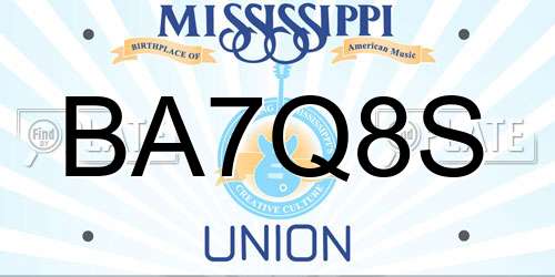 BA7Q8S Mississippi License Plate