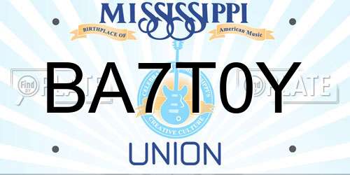 BA7T0Y Mississippi License Plate