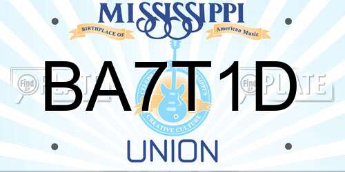 BA7T1D Mississippi License Plate