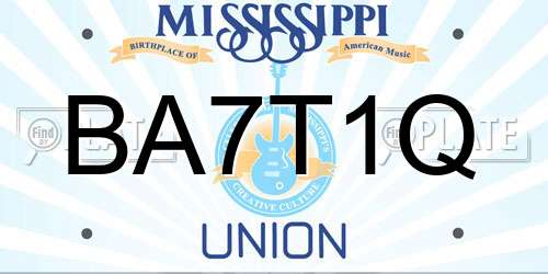 BA7T1Q Mississippi License Plate