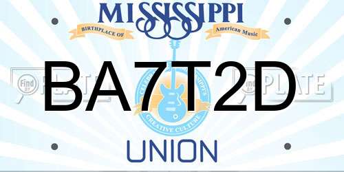 BA7T2D Mississippi License Plate