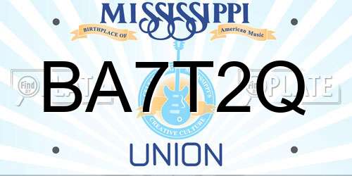 BA7T2Q Mississippi License Plate