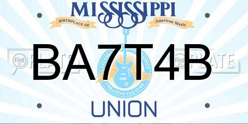 BA7T4B Mississippi License Plate