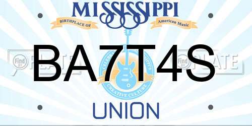 BA7T4S Mississippi License Plate