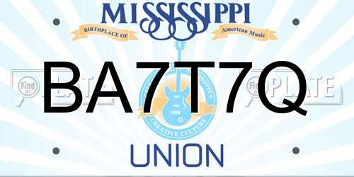 BA7T7Q Mississippi License Plate