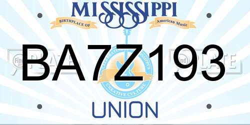 BA7Z193 Mississippi License Plate