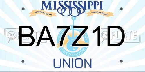 BA7Z1D Mississippi License Plate