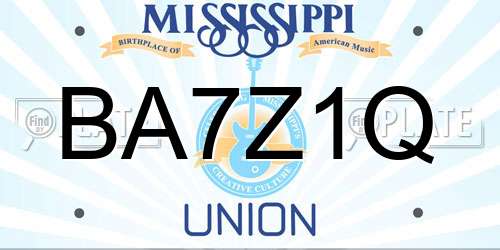 BA7Z1Q Mississippi License Plate