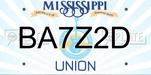 BA7Z2D Mississippi License Plate