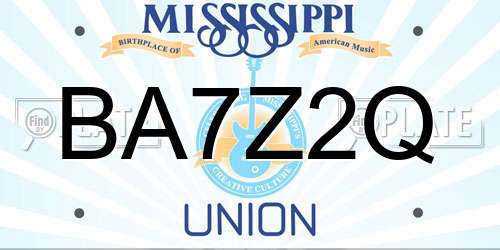 BA7Z2Q Mississippi License Plate
