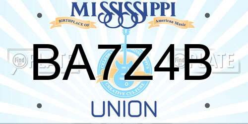 BA7Z4B Mississippi License Plate