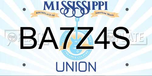 BA7Z4S Mississippi License Plate
