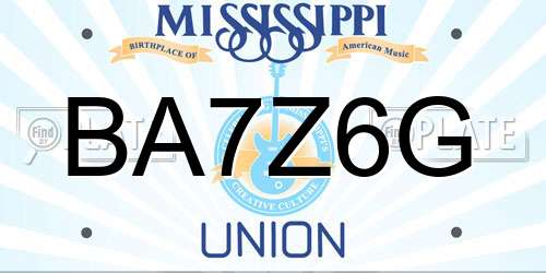 BA7Z6G Mississippi License Plate