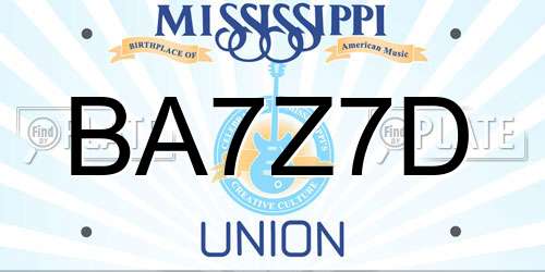 BA7Z7D Mississippi License Plate