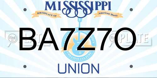 BA7Z7O Mississippi License Plate
