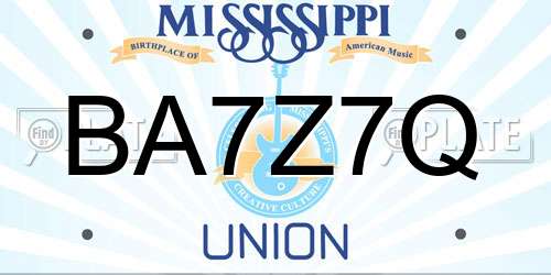 BA7Z7Q Mississippi License Plate