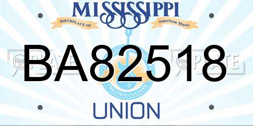 BA82518 Mississippi License Plate