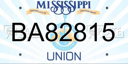BA82815 Mississippi License Plate