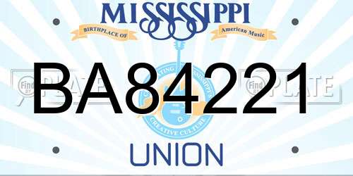 BA84221 Mississippi License Plate